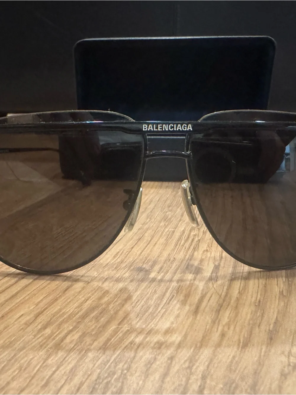 Balenciaga Black Aviator Sunglasses
